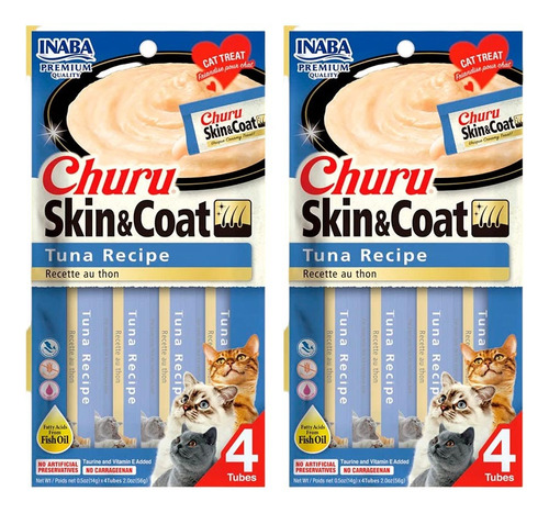 Churu Skin & Coat Snack Húmedo Para Gatos Atun X 8un