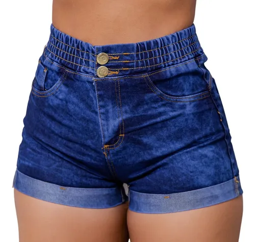 comprar Short Jeans Feminino Cintura Alta Com Lycra Plus Confortável