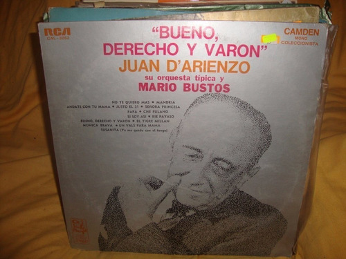 Vinilo Juan D Arienzo Mario Bustos Bueno Derecho Y Varon T3