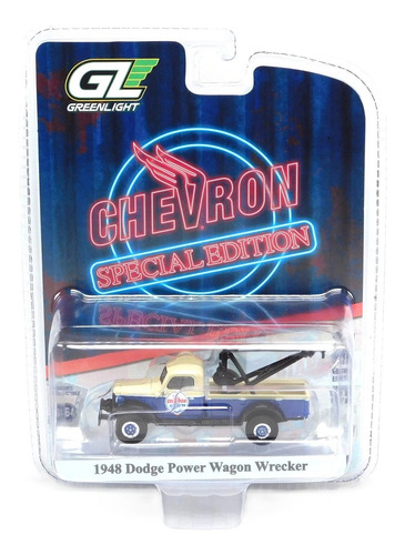 Greenlight 1948 Dodge Power Wagon Wrecker Chevron S. E. 1/64 Color Azul