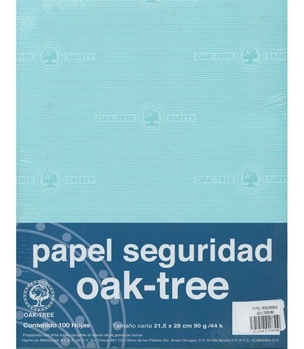 Papel Seguridad Oficio 300 Hojas Marca Oak-tree Azul Obscuro