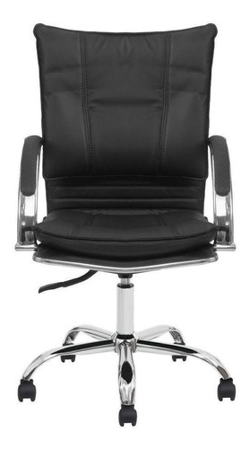 Cadeira de escritório Show de Cadeiras Desenho italiano  preta com estofado de couro sintético