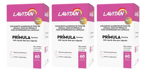 Kit Com 3 Lavitan Óleo De Prímula Femme 60 Cápsulas - Cimed
