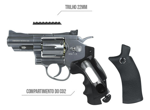 Revolver Pressao 4.5 Co2 Rossi Wingun 708s 2 Calibre 4.5mm