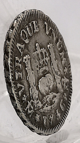 Medio 1/2 Real Columnaria Plata Original 1736 Mexico Mo