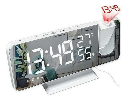 Reloj Despertador De Color Blanco Con Pantalla De Radio Led