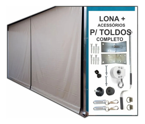 Kit Toldo Cortina Retrátil Kit + Lona Sem Tubos 250x200