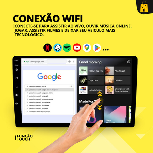Multimidia 9 Polegadas 1din Quadcore Android 13.0 1 Din 4gb 64gb Carplay Auto Música Tela Qled Usb Wifi Bluetooth