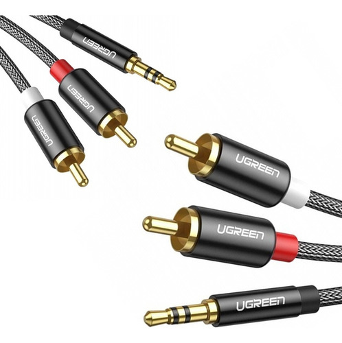 Premium 2m Trs Aux. Rca 3.5mm Nylon Trenzado Chapado Oro