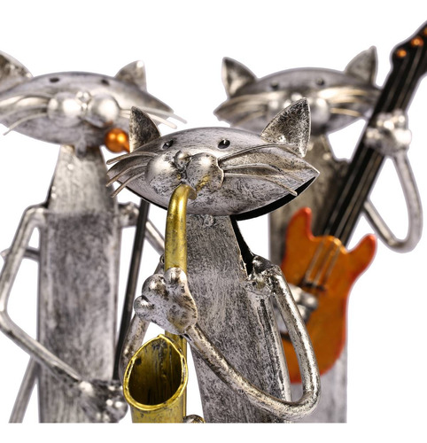 Escultura De Metal De Un Gato Cantor | Artículos De Decoraci