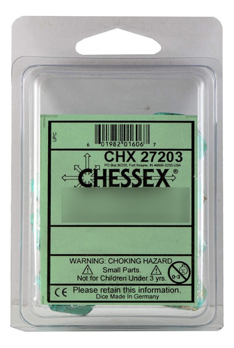 Chessex Juego De 10 Dados D10 De Mármol Oxi-cobre/blanco
