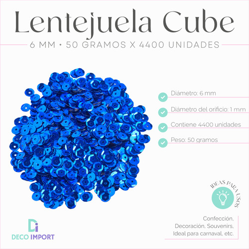Lentejuelas Cube 50gr Colores Confeccion Mayorista Deco