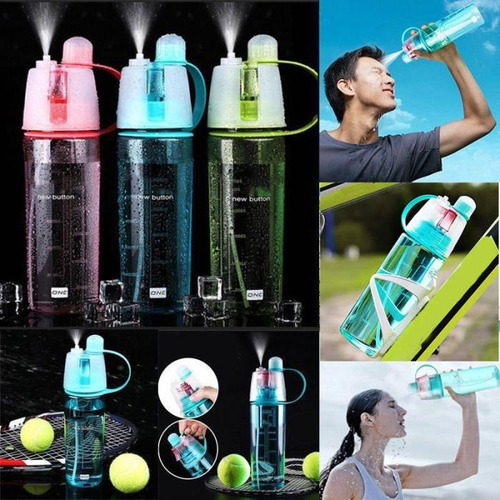 Imagen 3 de 10 de Botella Agua Spray Atomizador Refrescante Deportiva Viajes