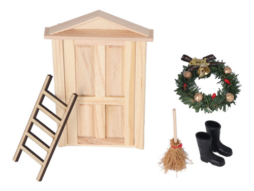 Kit Navideño Para Puerta De Casa De Muñecas, Miniárbol, Esco