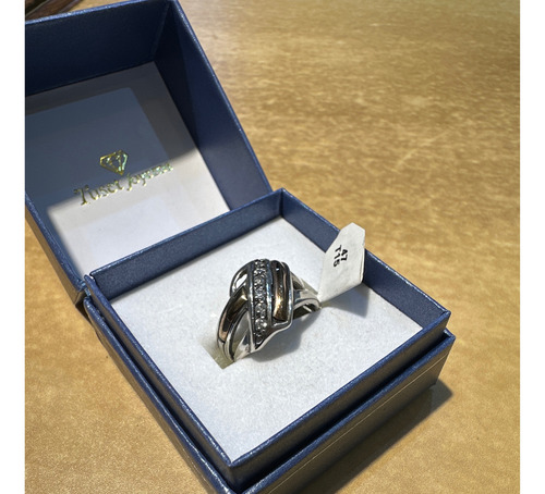 Anillo Plata 925, Oro Doublé Y Circonias, T=15. Tuset