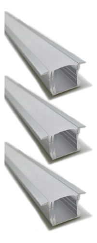 Pack: 3 Perfiles Aluminio Difusor 1201 1mt Alto Empotrable