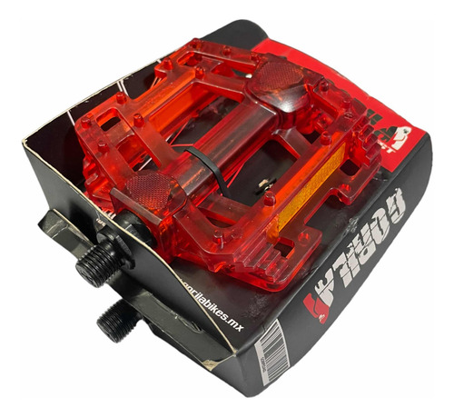 Set 2x Pedales Bicicletas Bmx Mtb Gorila Antideslizante Rojo