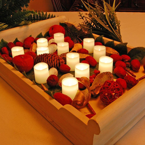 Velas Votivas A Pilas, Color Blanco, Juego De 12