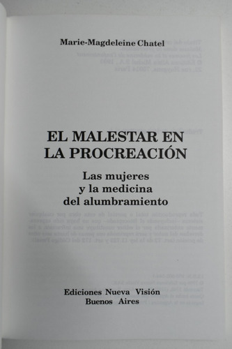 El Malestar En La Procreación: Las Mujeres Y La Medicinac259 (Usado)