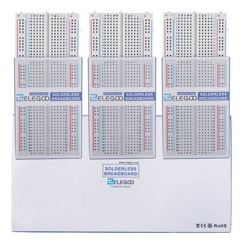 Elegoo 3pcs 400 Tie-points Breadboard, 4 Rieles De Alimen...