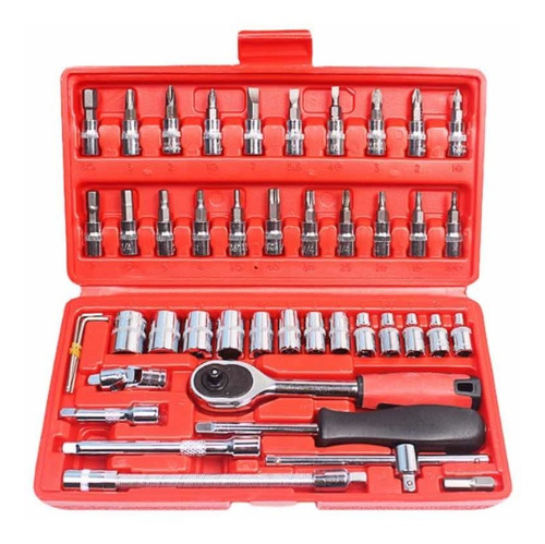 Caja Set Juego De Tubos 1/4 46 Piezas Torx Allen 1 Calidad