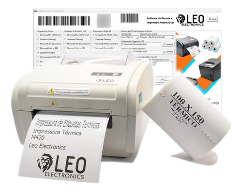 Impressora Térmica + Rolo Etiquetas 10x15 Envios + Software