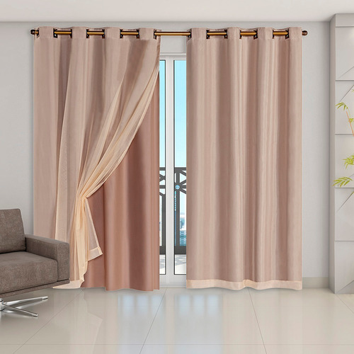 Imagem 1 de 3 de Cortina Blackout Blecaute C/ Voil 2,80 X 2,30 - Eddi Casa