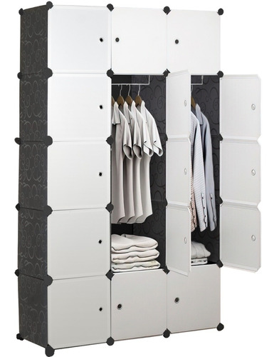 Multi Organizador Closet Armario Portatil C/ Puerta 15 Cubos Color Blanco