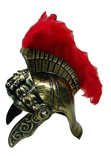 Casco Romano Dorado  Espartano Griego Con Plumas Disfraz