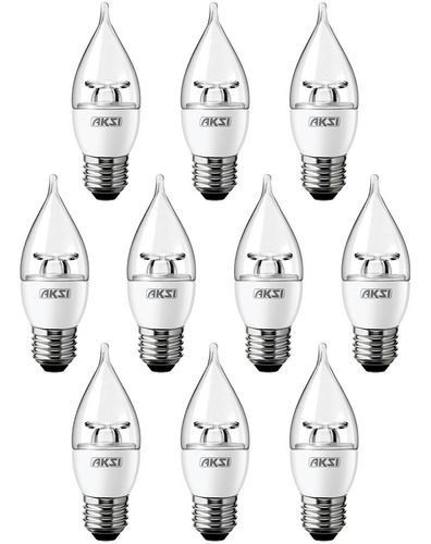 Pack De 10 Focos Flama Led Aksi 4w Luz Blanca Base E27