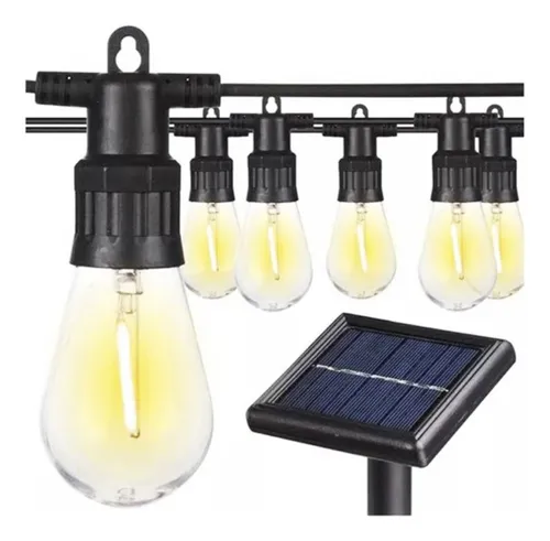 Guirnalda Solar 10 Ampolletas Hilo Cob 5 Mts Con Panel Solar