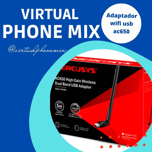 Adaptador Mercusys Wifi Usb Ac650 Dual Band Mu6h