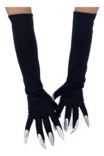 Guantes Largos For Uñas, Color Negro Bruja, Guantes For Co