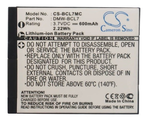Batería Compatible Con Lumix Dmc-f5 Bcl7mc 600mah 3.7v