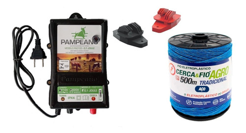 Kit Cerca Eletrica Rural 500m - Completo C/ Isolantes 