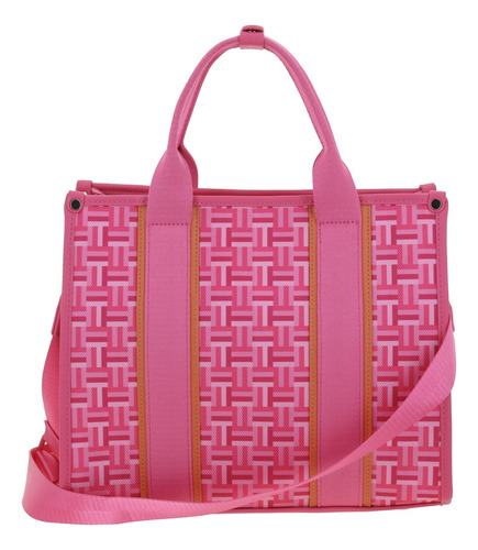 Bolso Tipo Satchel Barbie Gorétt Contraste Taylor P25 Rosa Chicle Lisa Níquel Rosa Chicle