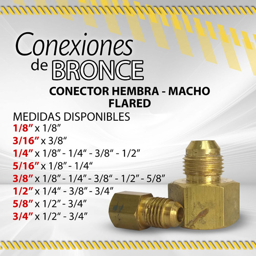 Conector Hembra-macho Flared /varias Medidas /conex D Bronce