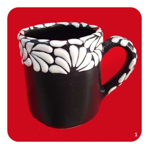 Tarro Taza P/ Café De Talavera Poblana Negro Mate Tz