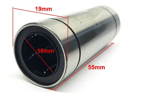 Imagem 2 de 2 de 6 Peças Rolamento Linear Longo Lm10luu Eixo 10mm 10x19x55