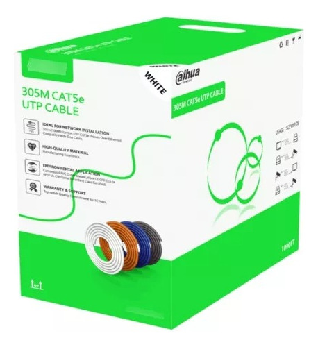 Bobina Cable Utp Cca Dahua Cat 5e Blanco 305m 