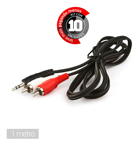 Cabos P2 Para Rca - 1 Metro - Kit C/ 10