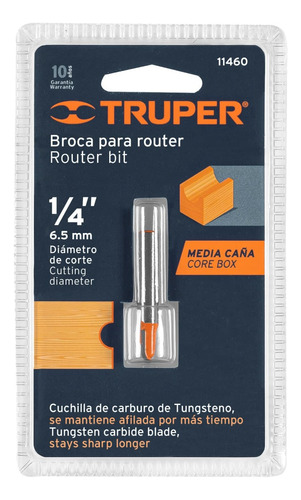 Broca Router, Media Caña, 1/4´´, Truper