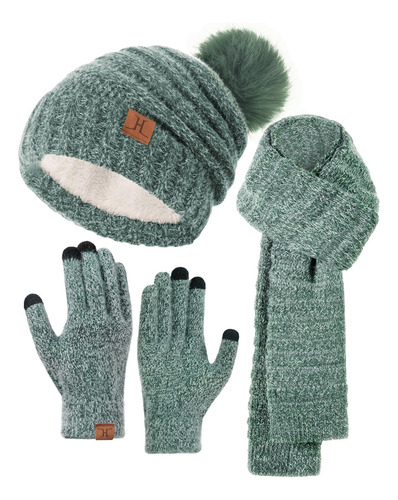 Conjunto Guantes Y Bufanda Mujer Forro Polar Sombrero Color