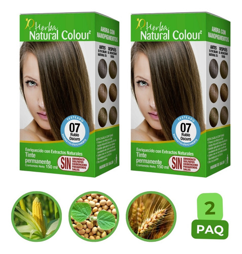 Tinte Cabello Sin Amoniaco Sin Parabenos Extractos Naturales Rubio Oscuro 2 Pack