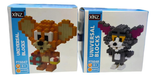 Duo Mini Bloques Armables 3d Figuras De Acción Tom Y Jerry