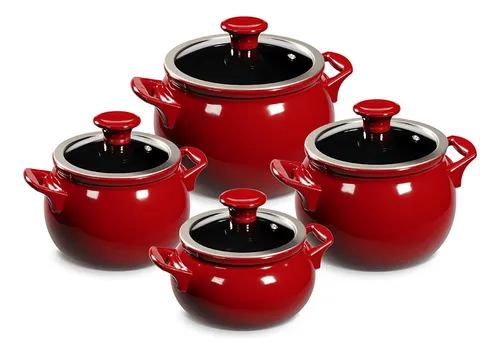 Jogo Panelas Cerâmica Ceraflame 4 Pçs Vermelho New Premiere