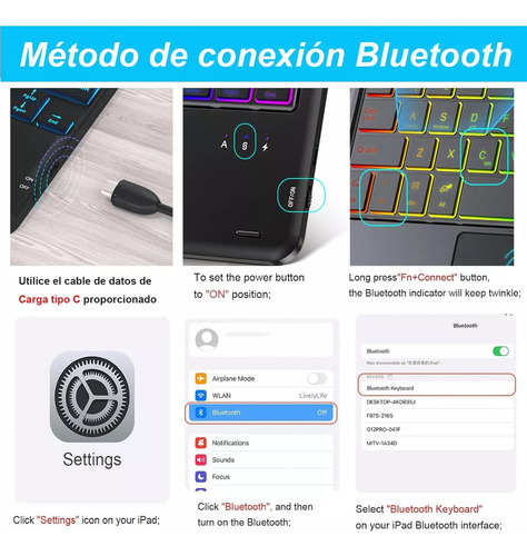 Funda + Teclado Con Iluminación Táctil + Ratón Galaxy Tab