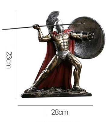 Estátua Em Resina Guerreiro Espartano 23 X 28cm