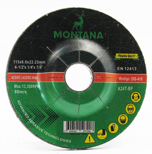 Disco Desbaste 7'' Metal Montana 180x6.0mm  5 Unidades