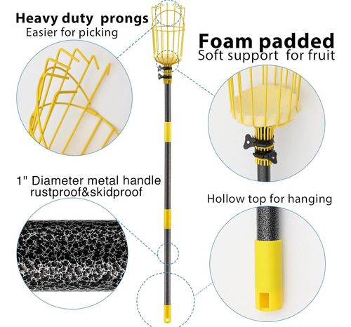 Palo Telescópico Para Recoger Frutas De 3 Metros Con Cesta